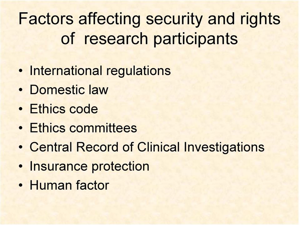 Ethics code Ethics committees Central Record of