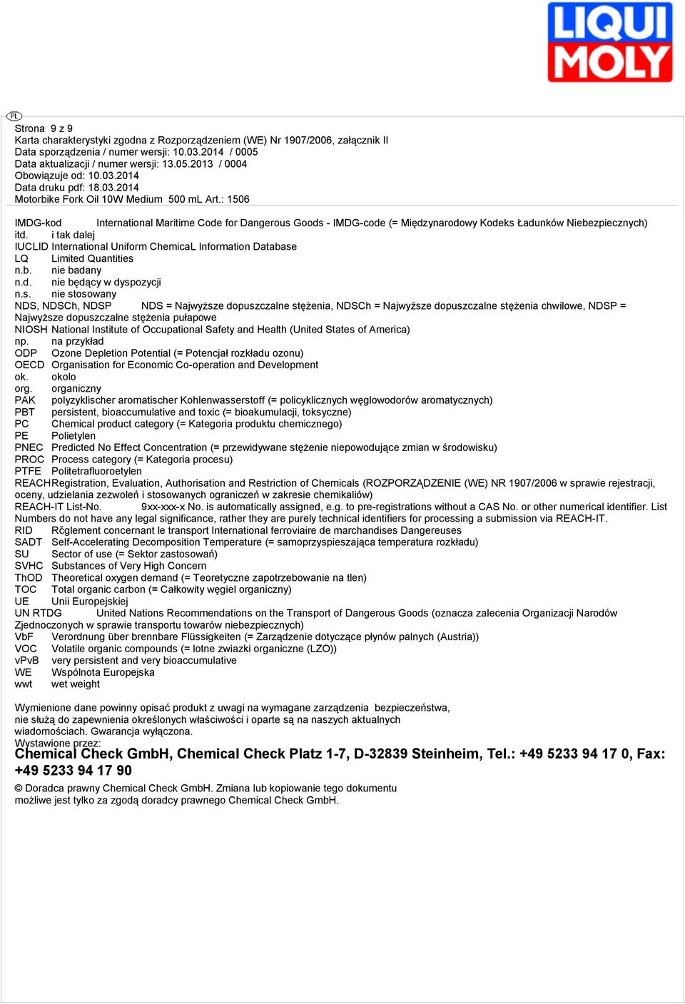lej IUCLID International Uniform ChemicaL Information Database LQ Limited 