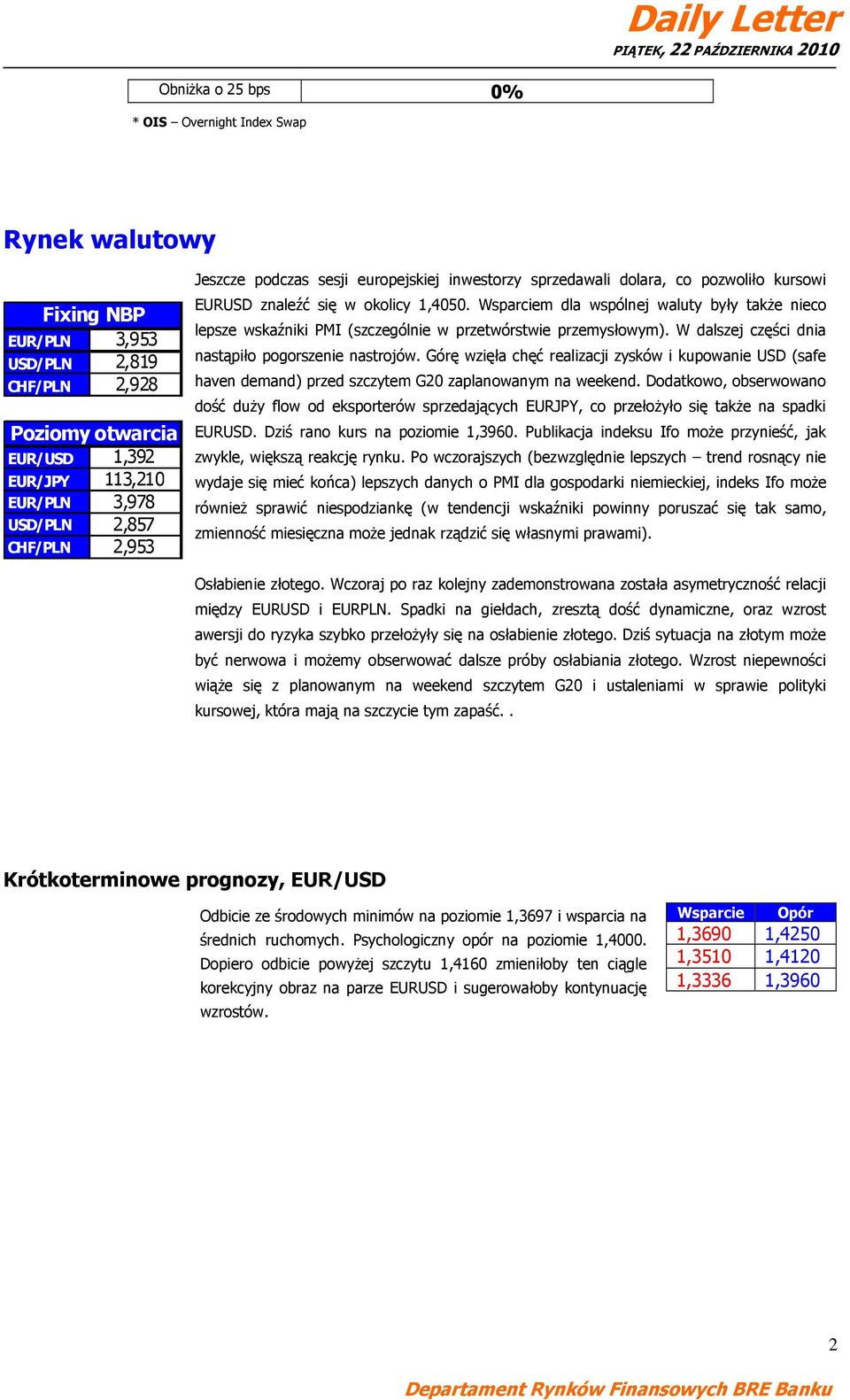 Wsparciem dla wspólnej waluty były także nieco lepsze wskaźniki PMI (szczególnie w przetwórstwie przemysłowym). W dalszej części dnia nastąpiło pogorszenie nastrojów.