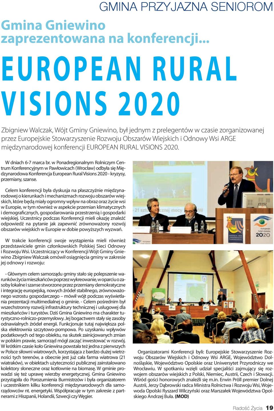 Wsi ARGE międzynarodowej konferencji EUROPEAN RURAL VISIONS 2020. W dniach 6-7 marca br.