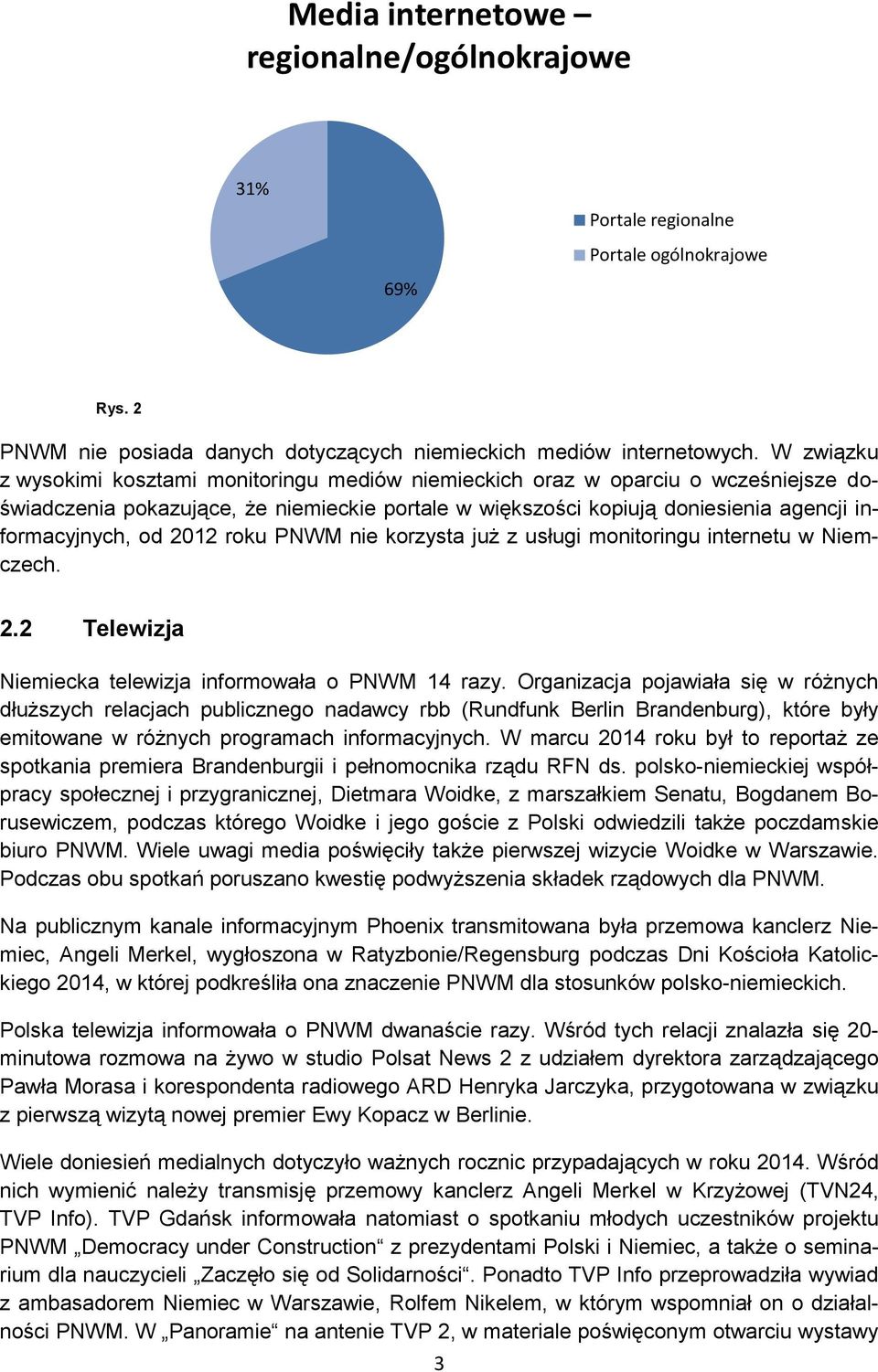 2012 roku PNWM nie korzysta już z usługi monitoringu internetu w Niemczech. 2.2 Telewizja Niemiecka telewizja informowała o PNWM 14 razy.