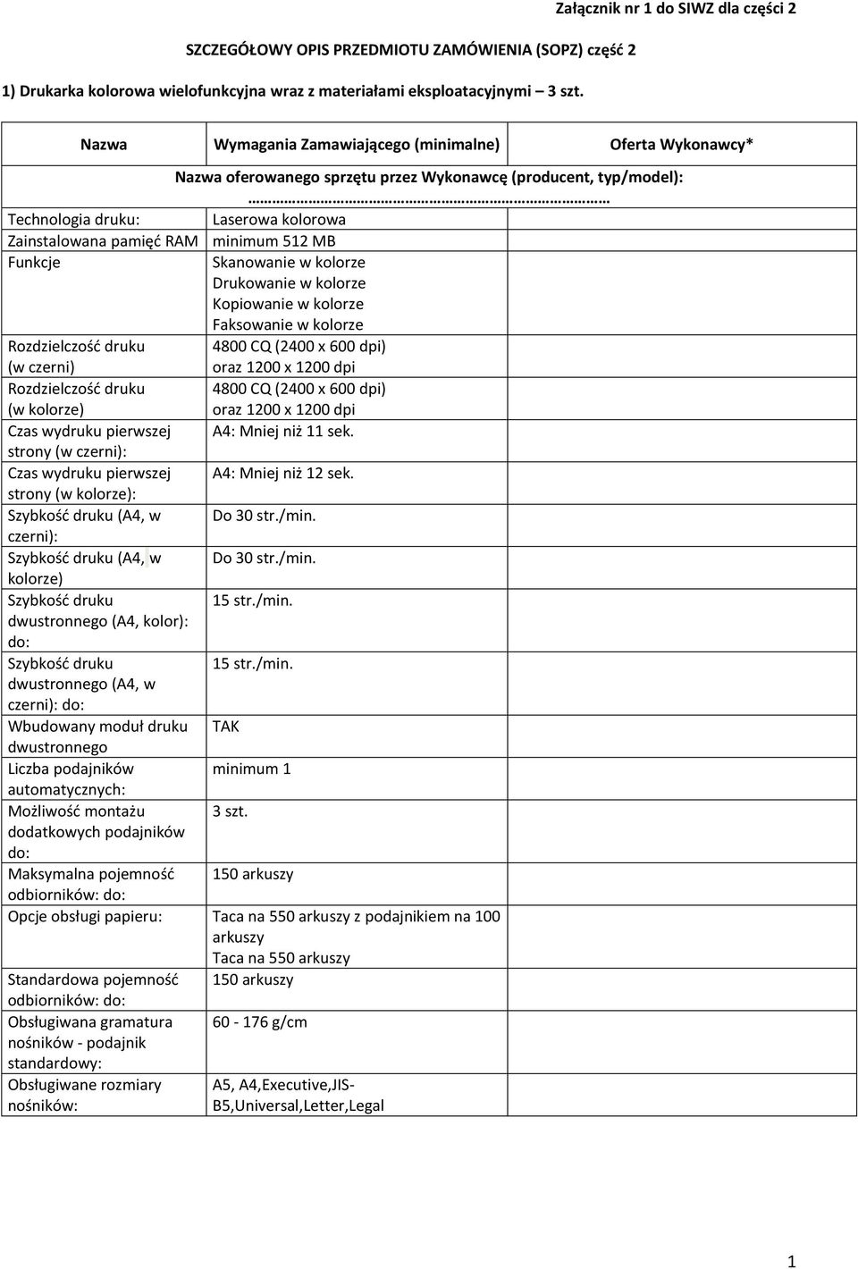 Zainstalowana pamięć RAM minimum 512 MB Funkcje Skanowanie w kolorze Drukowanie w kolorze Kopiowanie w kolorze Faksowanie w kolorze Rozdzielczość druku 4800 CQ (2400 x 600 dpi) (w czerni) oraz 1200 x