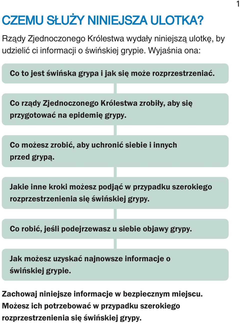 Co możesz zrobić, aby uchronić siebie i innych przed grypą. Jakie inne kroki możesz podjąć w przypadku szerokiego rozprzestrzenienia się świńskiej grypy.