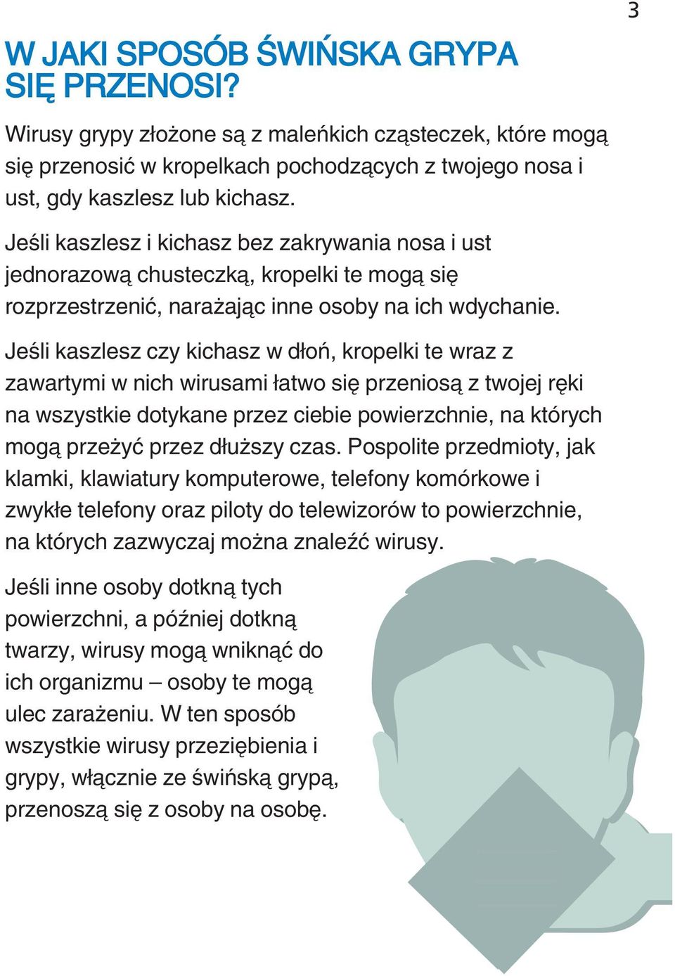 Jeśli kaszlesz czy kichasz w dłoń, kropelki te wraz z zawartymi w nich wirusami łatwo się przeniosą z twojej ręki na wszystkie dotykane przez ciebie powierzchnie, na których mogą przeżyć przez