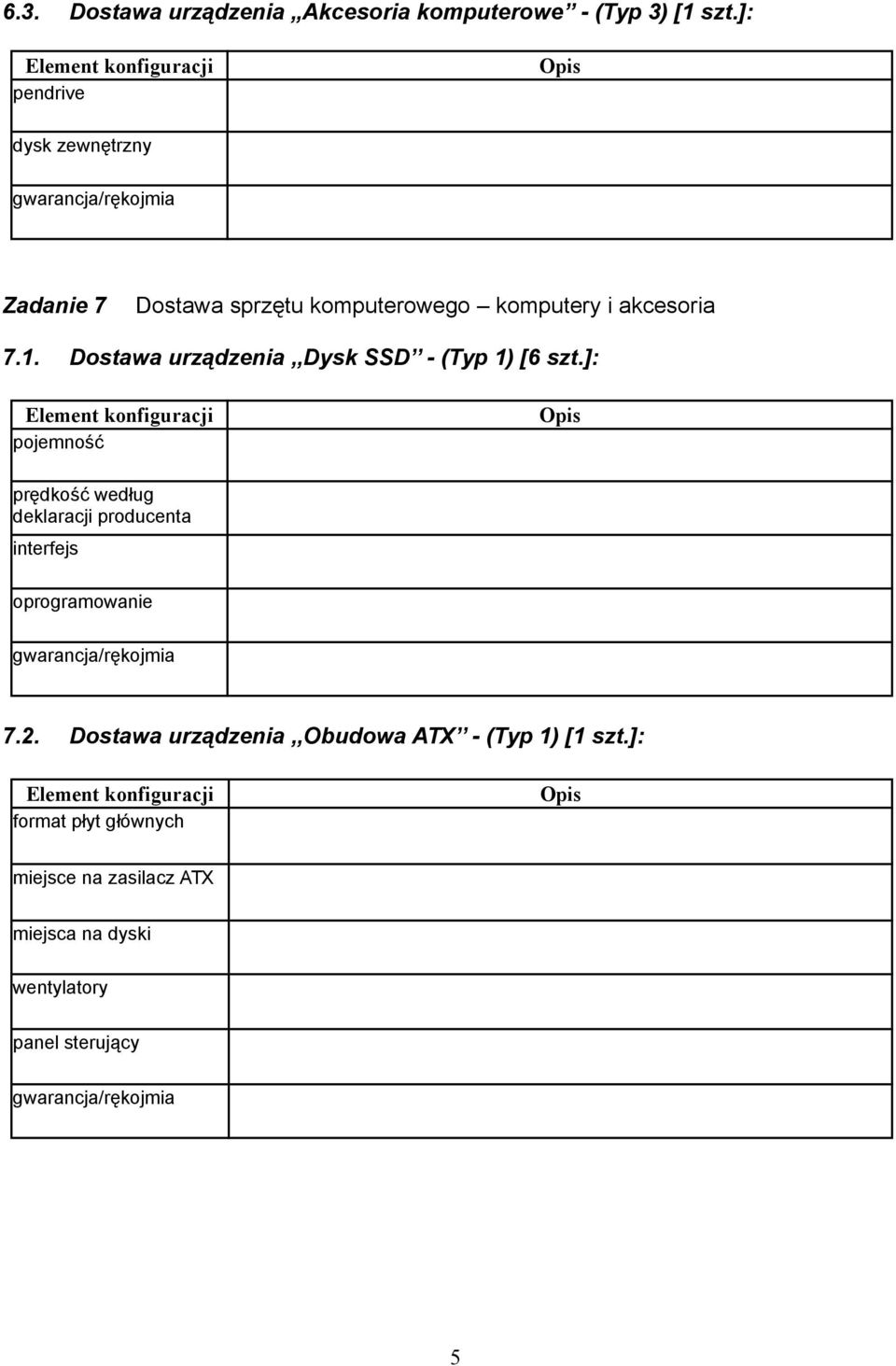 Dostawa urządzenia,,dysk SSD - (Typ 1) [6 szt.