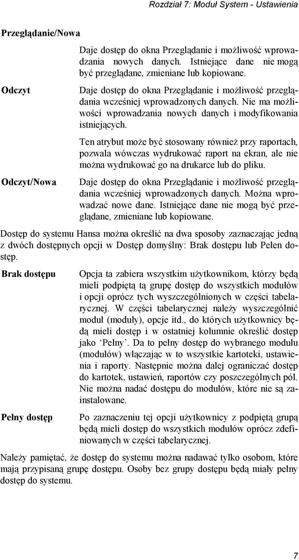 Nie ma możliwości wprowadzania nowych danych i modyfikowania istniejących.