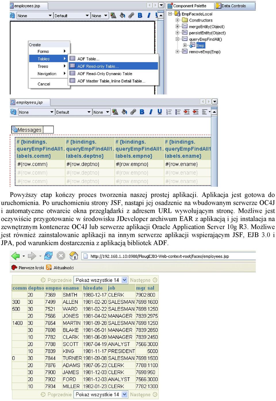 Możliwe jest oczywiście przygotowanie w środowisku JDeveloper archiwum EAR z aplikacją i jej instalacja na zewnętrznym kontenerze OC4J lub serwerze