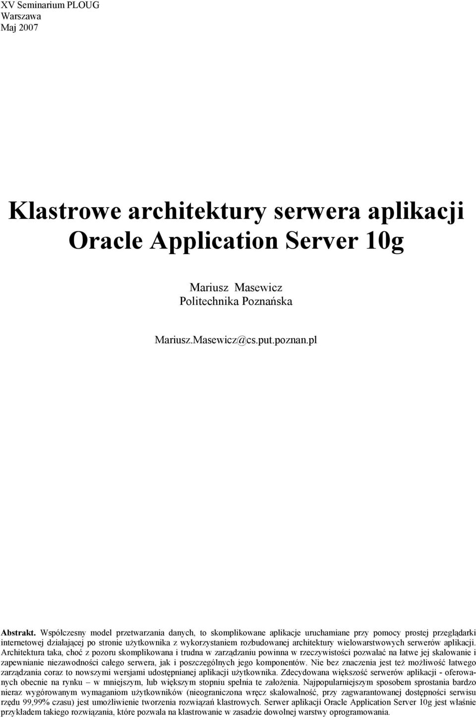 architektury wielowarstwowych serwerów aplikacji.