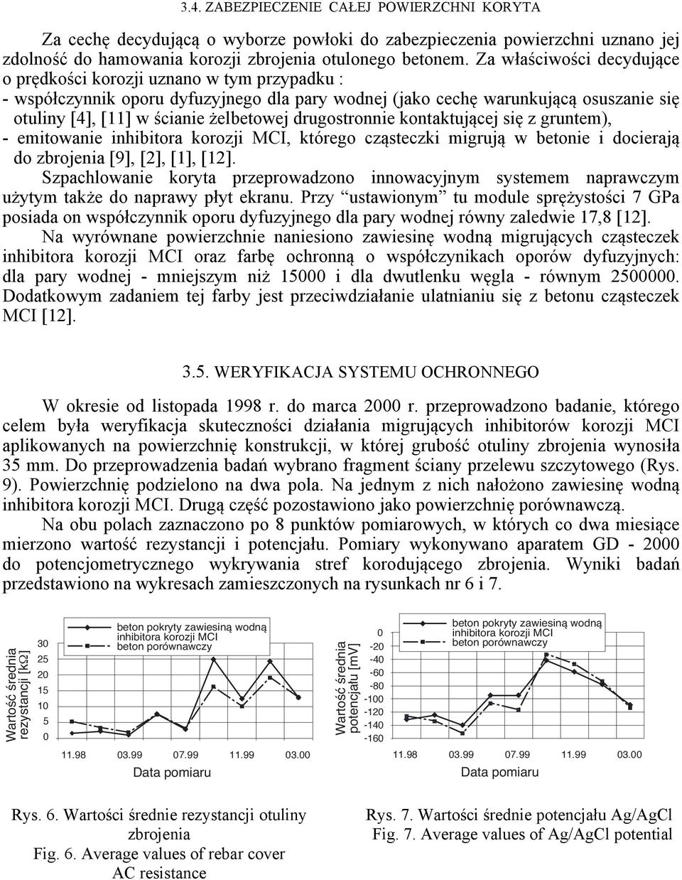 drugostronnie kontaktującej się z gruntem), - emitowanie inhibitora korozji MCI, którego cząsteczki migrują w betonie i docierają do zbrojenia [9], [2], [1], [12].