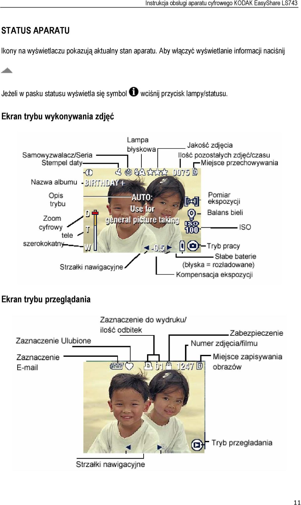 Aby włączyć wyświetlanie informacji naciśnij Jeżeli w pasku
