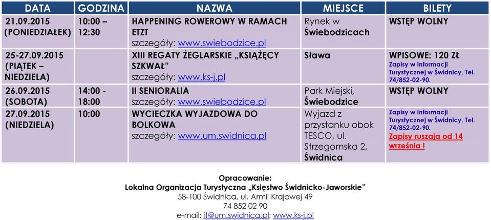 Strzegomska 2, Opracowanie: Lokalna Organizacja Turystyczna Księstwo Świdnicko-Jaworskie 58-100, ul. Armii Krajowej 49 74 852 02 90 e-mail: it@um.swidnica.pl; www.ks-j.