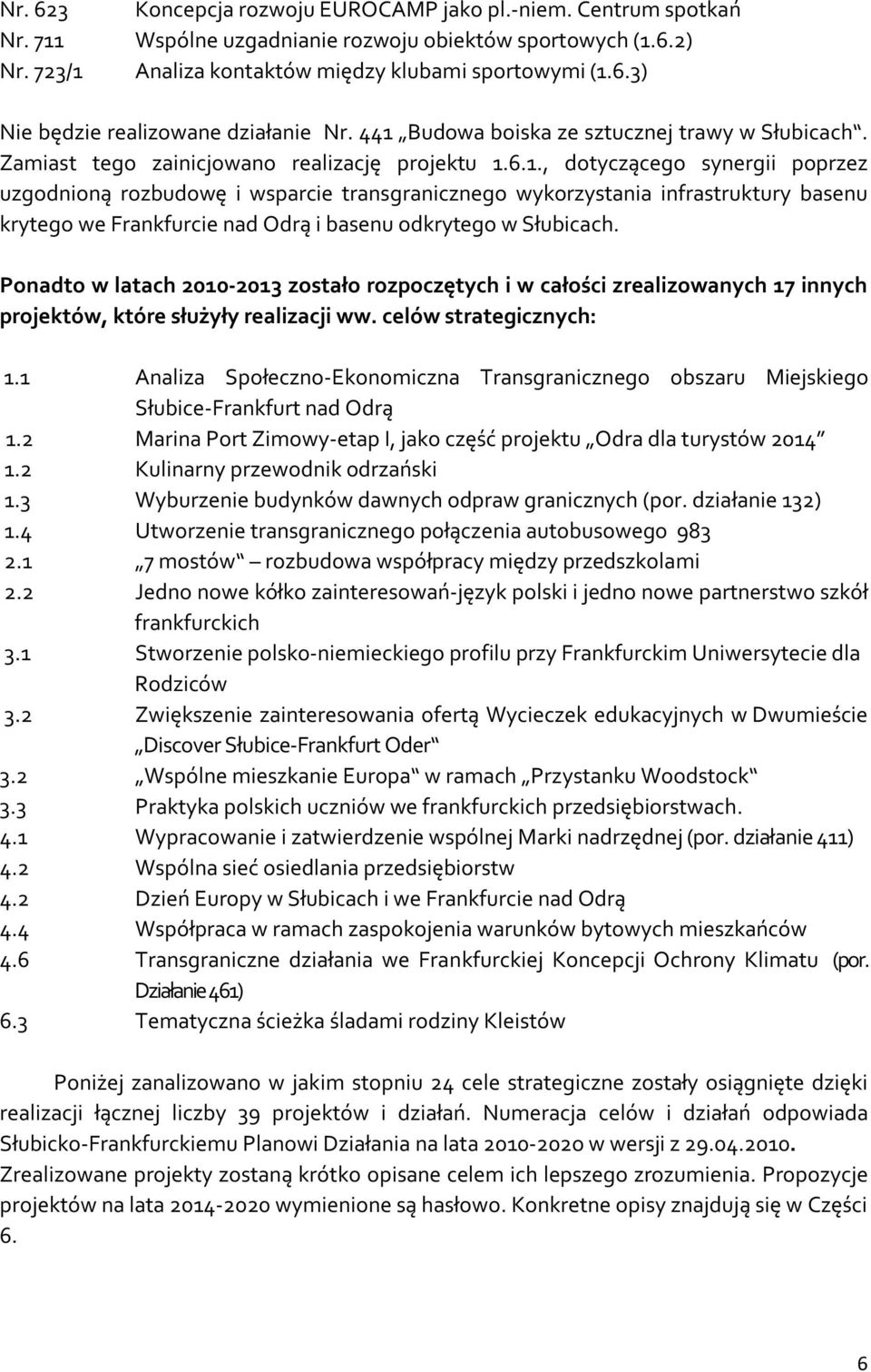 Ponadto w latach 2010-2013 zostało rozpoczętych i w całości zrealizowanych 17 innych projektów, które służyły realizacji ww. celów strategicznych: 1.