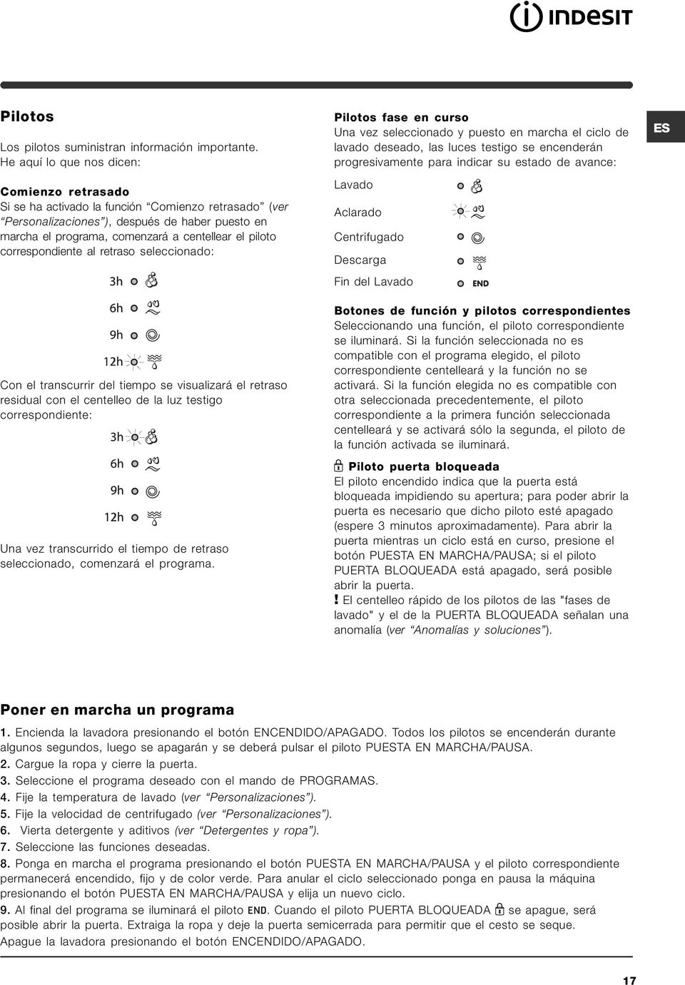 correspondiente al retraso seleccionado: Con el transcurrir del tiempo se visualizará el retraso residual con el centelleo de la luz testigo correspondiente: Una vez transcurrido el tiempo de retraso