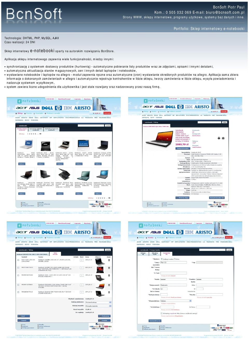 opisami i innymi detalami, automatyczna aktualizacja stanów magazynowych, cen i innych detali laptopów i notebooków, wystawiane notebooków i laptopów na allegro - moduł zapewnia ręczne oraz