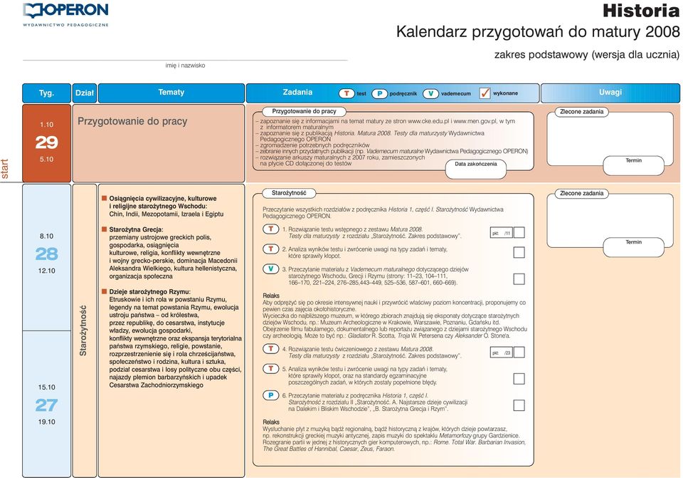 pl, w tym z informatorem maturalnym zapoznanie si z publikacjà Historia. Matura 2008.