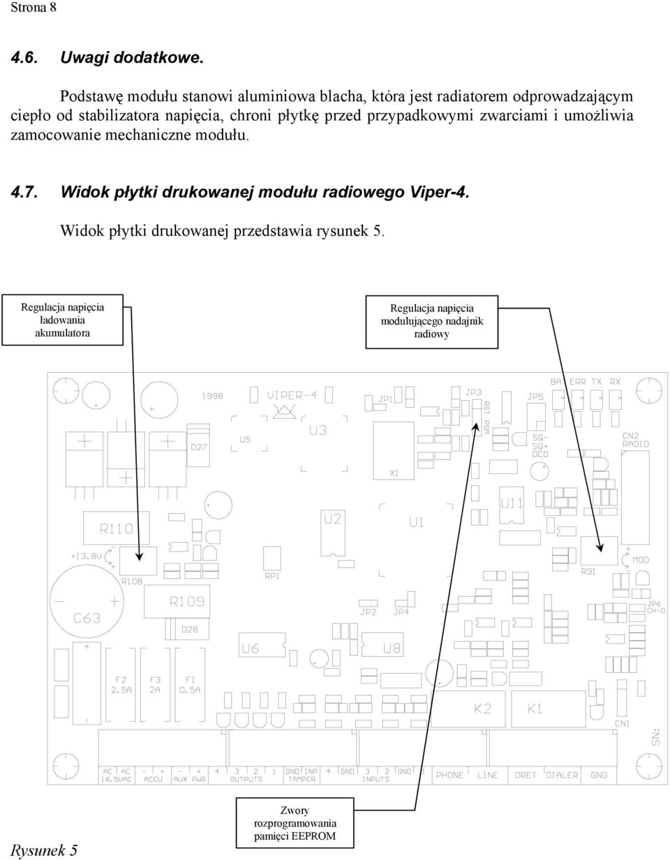 chroni płytkę przed przypadkowymi zwarciami i umożliwia zamocowanie mechaniczne modułu. 4.7.
