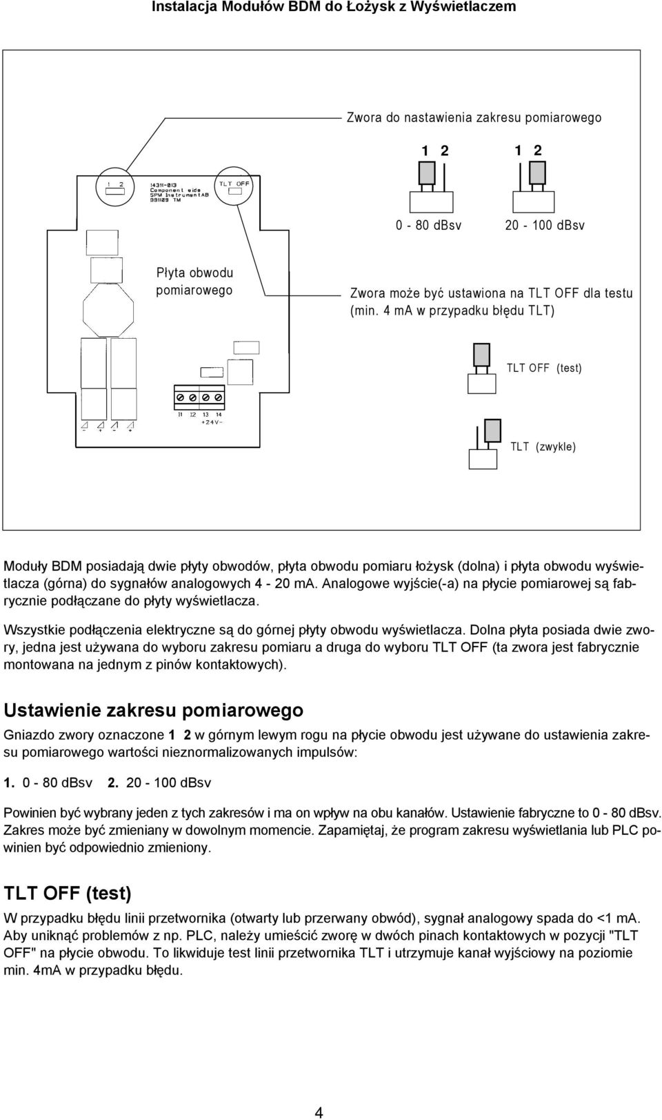 ma. Analogowe wyjście(-a) na płycie pomiarowej są fabrycznie podłączane do płyty wyświetlacza. Wszystkie podłączenia elektryczne są do górnej płyty obwodu wyświetlacza.