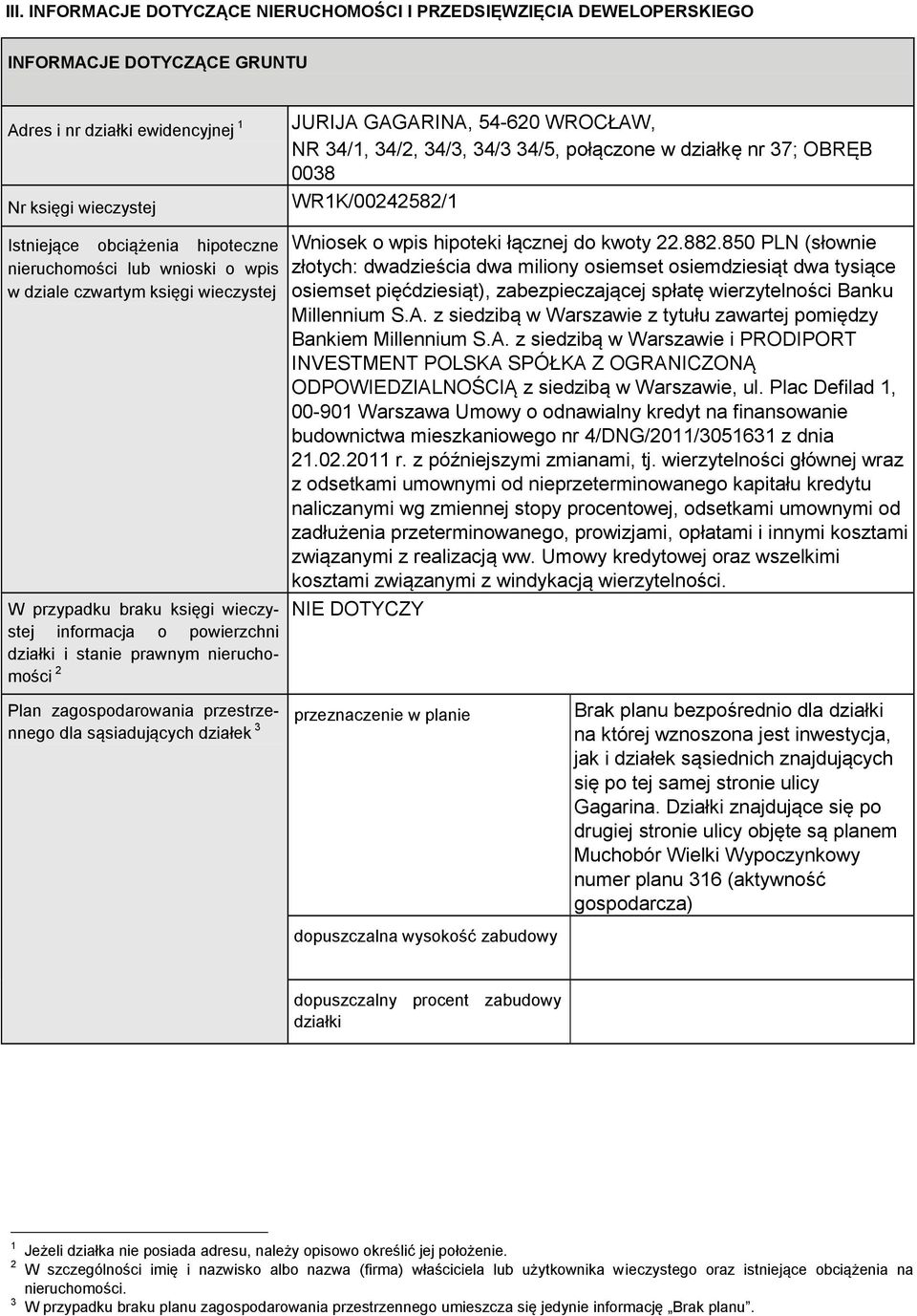 WROCŁAW, NR 34/1, 34/2, 34/3, 34/3 34/5, połączone w działkę nr 37; OBRĘB 0038 WR1K/00242582/1 Wniosek o wpis hipoteki łącznej do kwoty 22.882.