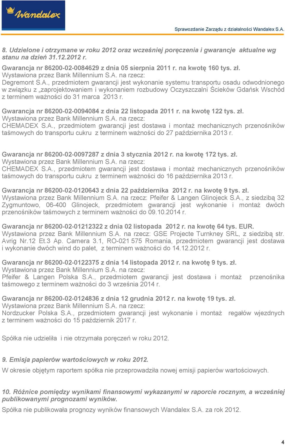na rzecz: Degremont S.A.