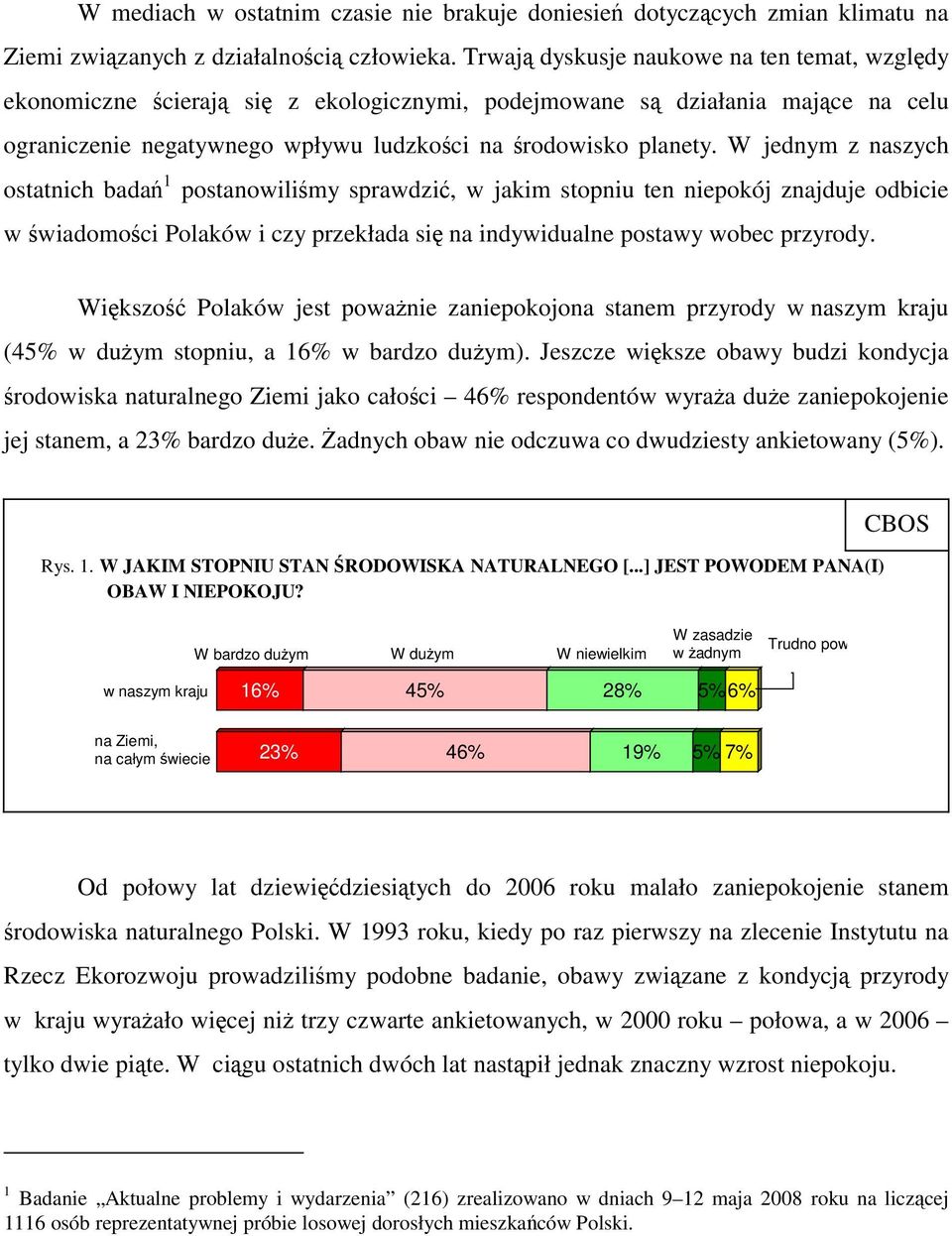 W jednym z naszych ostatnich badań 1 postanowiliśmy sprawdzić, w jakim stopniu ten niepokój znajduje odbicie w świadomości Polaków i czy przekłada się na indywidualne postawy wobec przyrody.