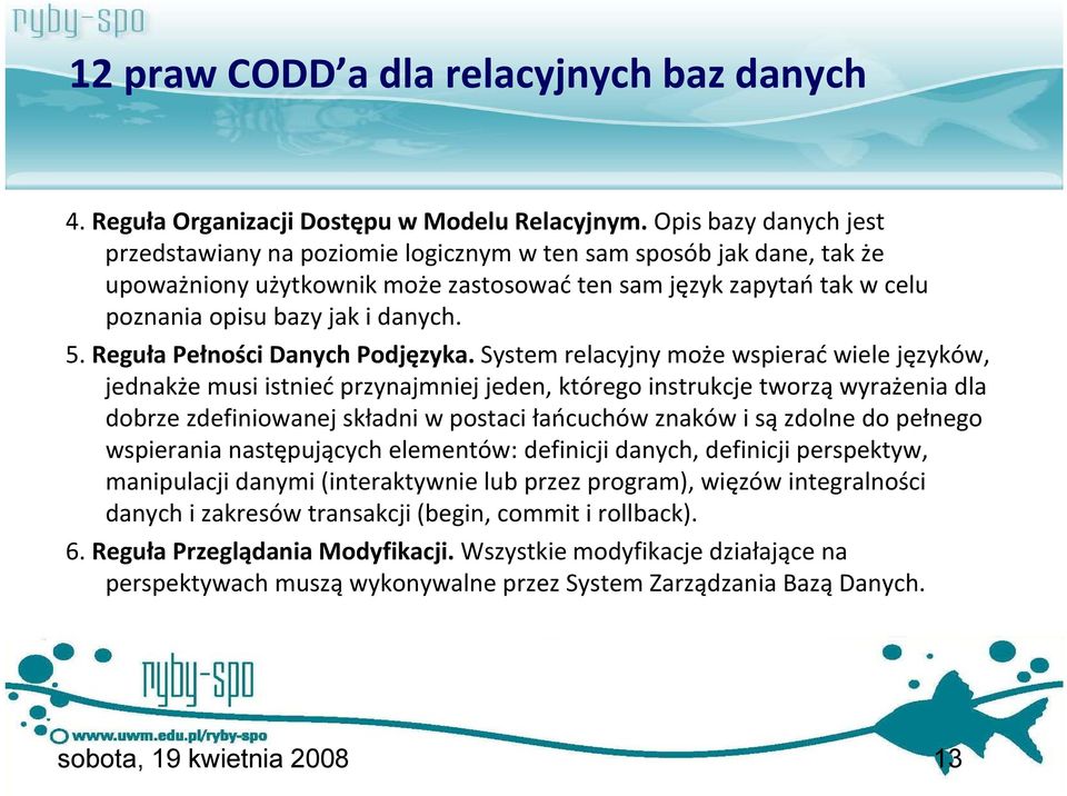 Reguła Pełności Danych Podjęzyka.
