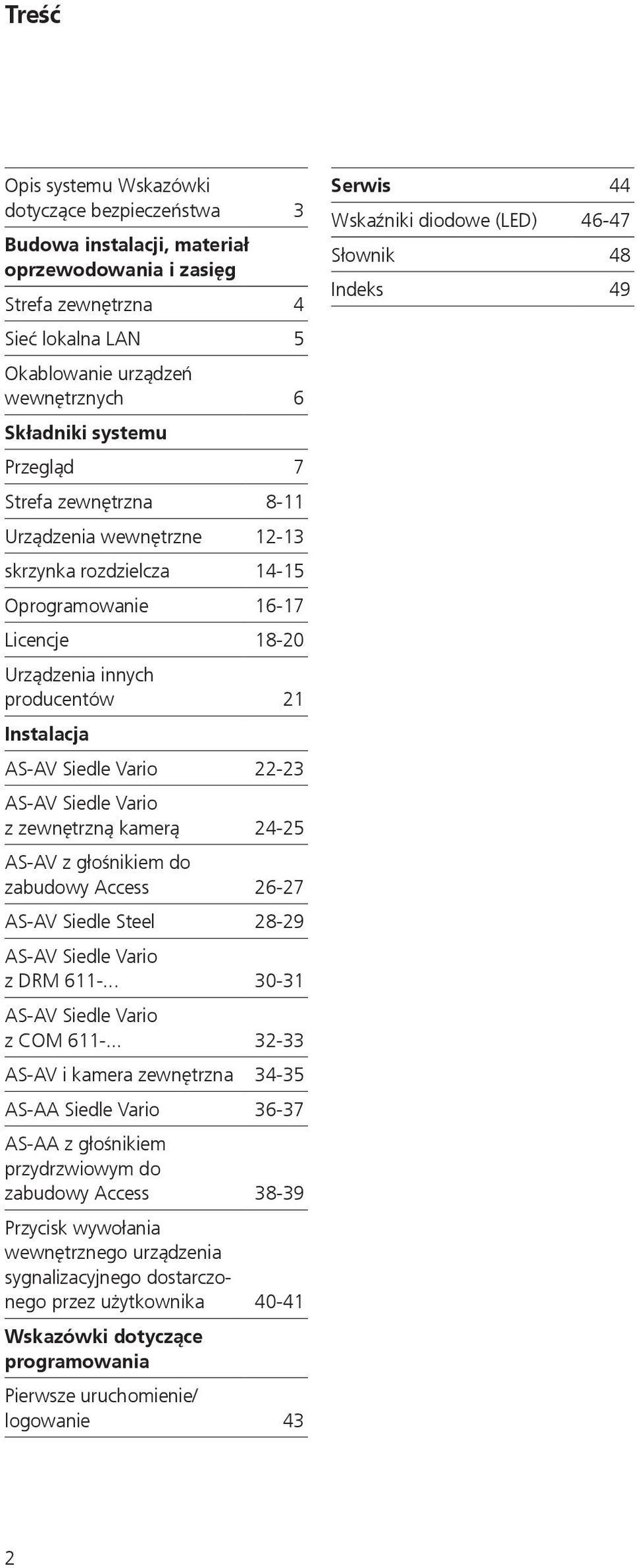 22-23 AS-AV Siedle Vario z zewnętrzną kamerą 24-25 AS-AV z głośnikiem do zabudowy Access 26-27 AS-AV Siedle Steel 28-29 AS-AV Siedle Vario z DRM 611-... 30-31 AS-AV Siedle Vario z COM 611-.