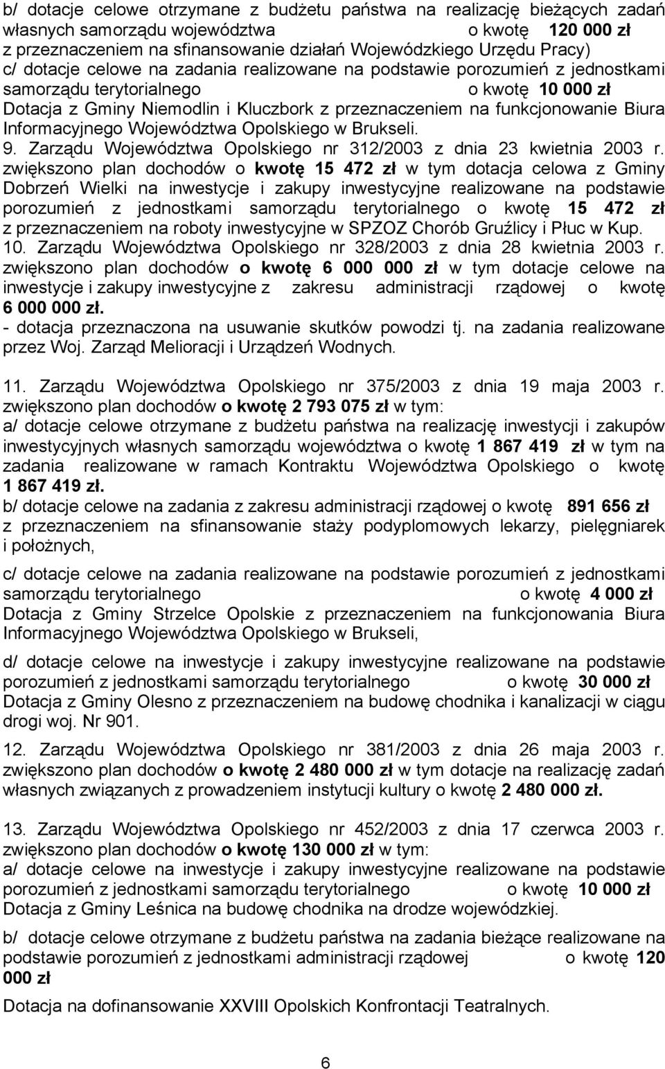 Informacyjnego Województwa Opolskiego w Brukseli. 9. Zarządu Województwa Opolskiego nr 312/2003 z dnia 23 kwietnia 2003 r.