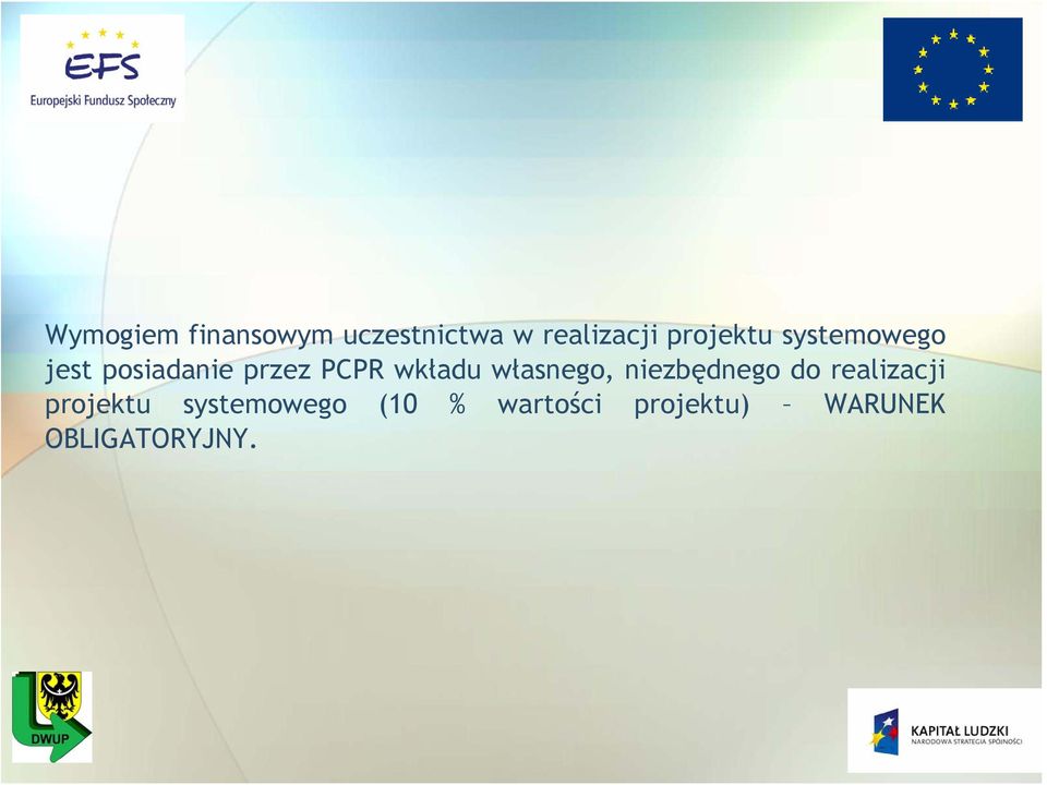 wkładu własnego, niezbędnego do realizacji projektu