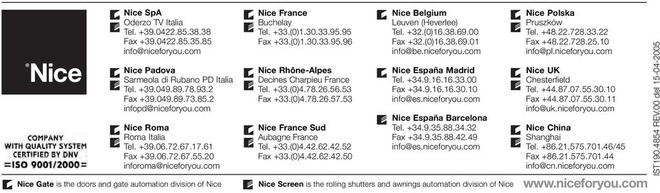 95 Fax +33.(0)1.30.33.95.96 Nice Rhône-Alpes Decines Charpieu France Tel. +33.(0)4.78.26.56.53 Fax +33.(0)4.78.26.57.53 Nice France Sud Aubagne France Tel. +33.(0)4.42.