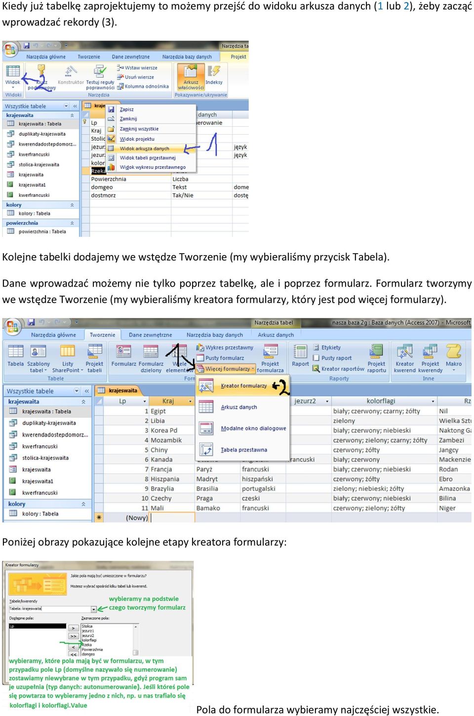 Dane wprowadzać możemy nie tylko poprzez tabelkę, ale i poprzez formularz.