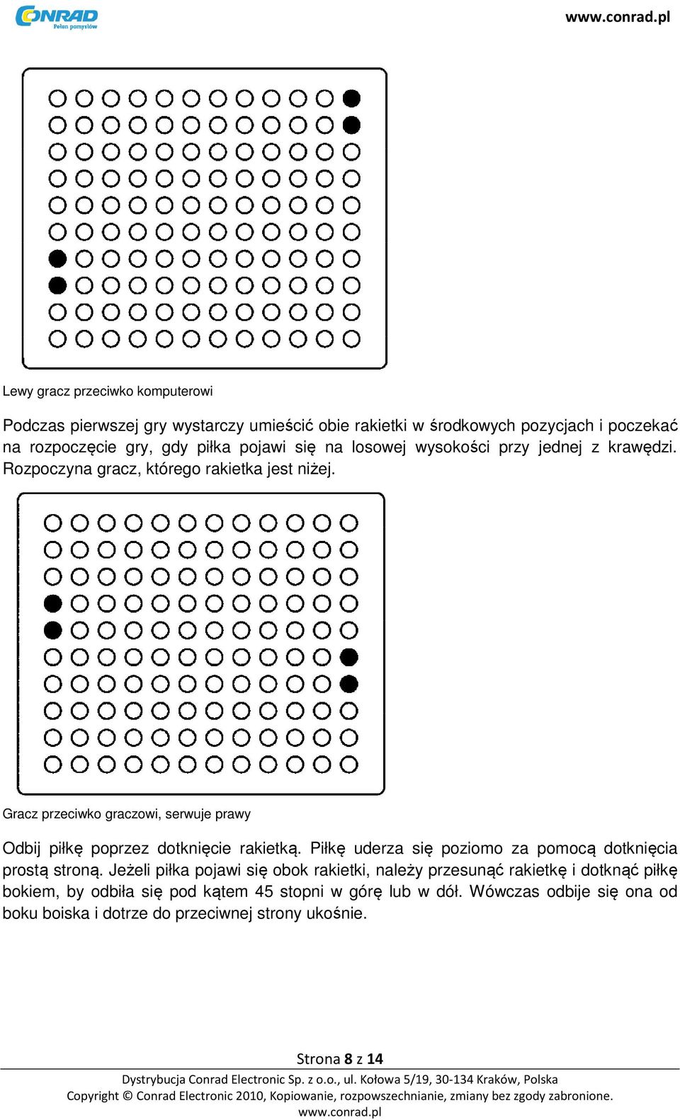 Gracz przeciwko graczowi, serwuje prawy Odbij piłkę poprzez dotknięcie rakietką. Piłkę uderza się poziomo za pomocą dotknięcia prostą stroną.