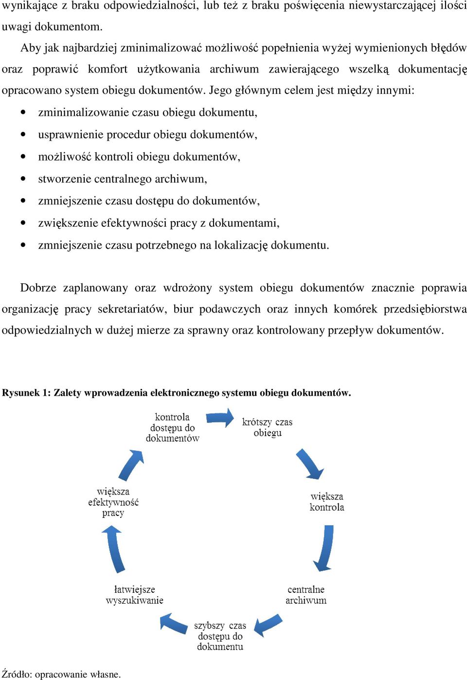 Jego głównym celem jest między innymi: zminimalizowanie czasu obiegu dokumentu, usprawnienie procedur obiegu dokumentów, moŝliwość kontroli obiegu dokumentów, stworzenie centralnego archiwum,