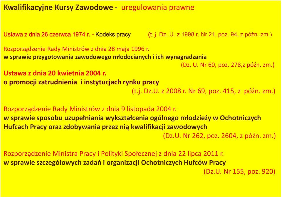 U. z 2008 r. Nr 69, poz. 415, z późn. zm.) Rozporządzenie Rady Ministrów z dnia 9 listopada 2004 r.