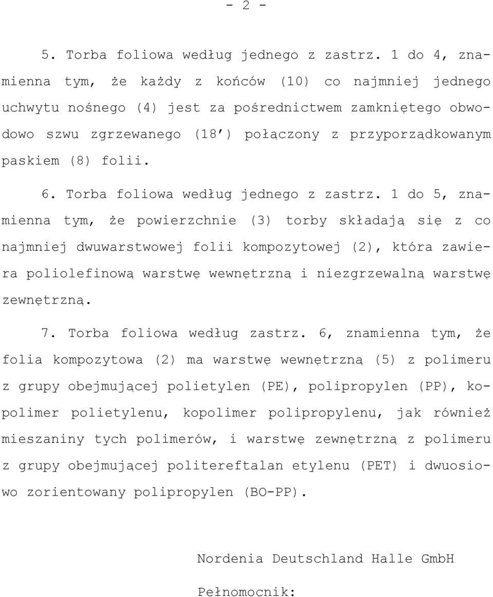 6. Torba foliowa według jednego z zastrz.
