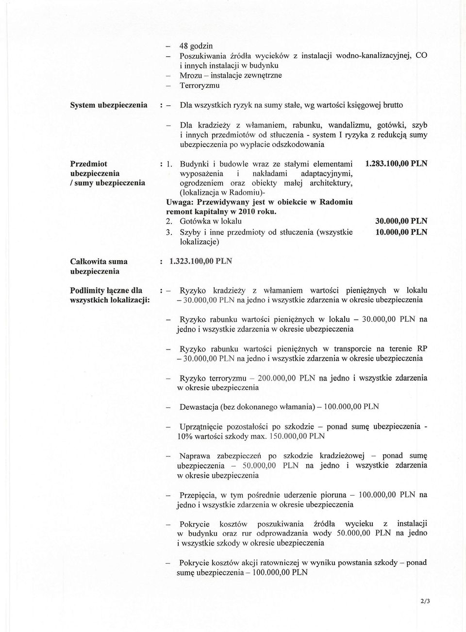 Całkowita suma 1.