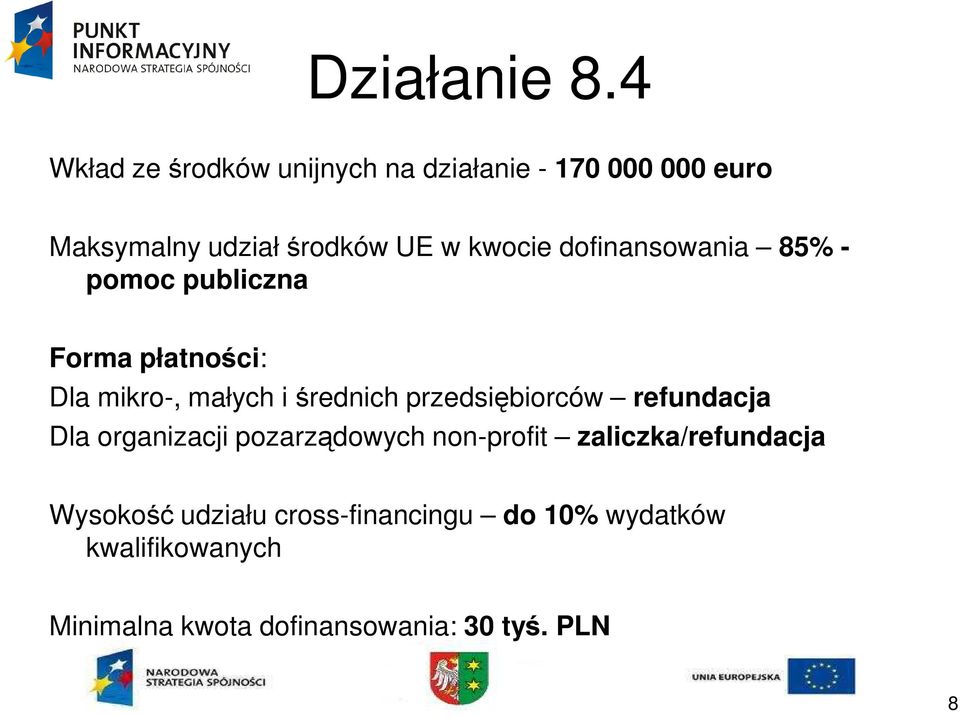 przedsiębiorców refundacja Dla organizacji pozarządowych non-profit zaliczka/refundacja