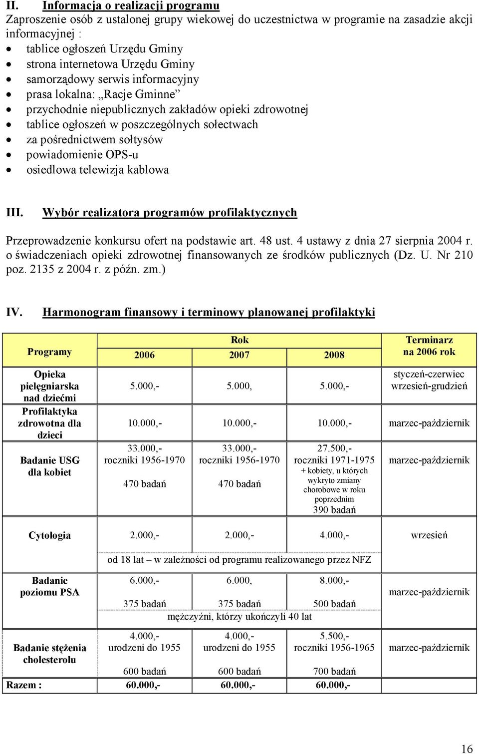 powiadomienie OPS-u osiedlowa telewizja kablowa III. Wybór realizatora programów profilaktycznych Przeprowadzenie konkursu ofert na podstawie art. 48 ust. 4 ustawy z dnia 27 sierpnia 2004 r.