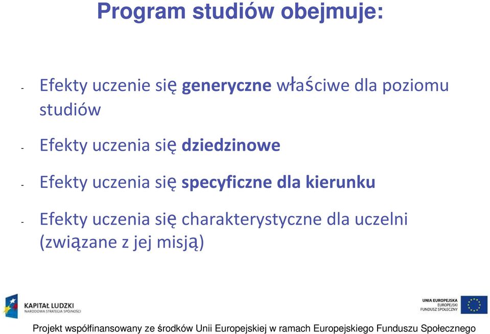 się dziedzinowe - Efekty uczenia się specyficzne dla