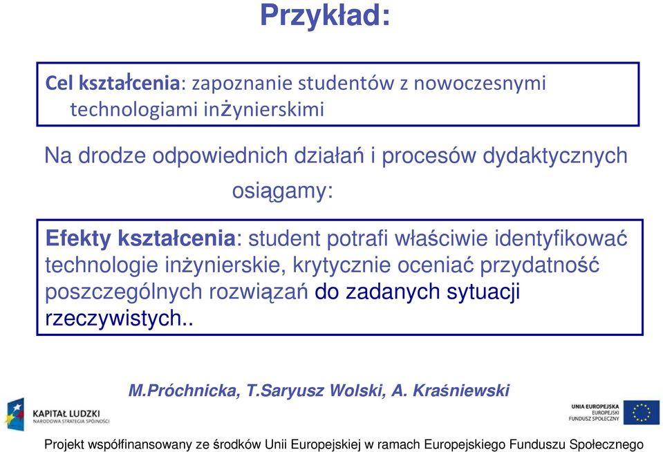 potrafi właściwie identyfikować technologie inżynierskie, krytycznie oceniać przydatność