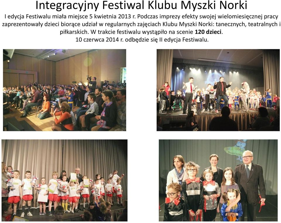 regularnych zajęciach Klubu Myszki Norki: tanecznych, teatralnych i piłkarskich.