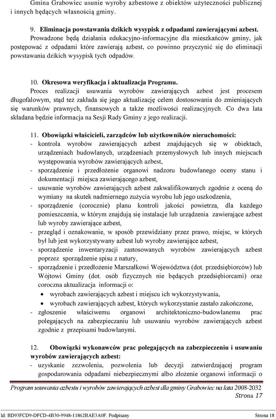 odpadów. 10. Okresowa weryfikacja i aktualizacja Programu.