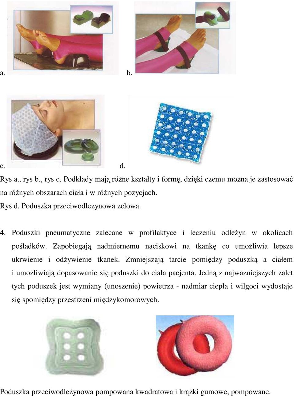 Zapobiegają nadmiernemu naciskowi na tkankę co umoŝliwia lepsze ukrwienie i odŝywienie tkanek.