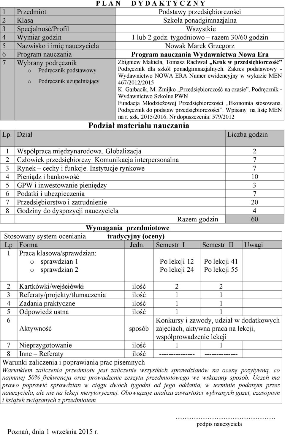 w przedsiębiorczość o Podręcznik podstawowy Podręcznik dla szkół ponadgimnazjalnych.