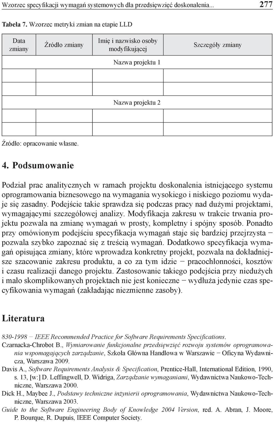 Podsumowanie Podział prac analitycznych w ramach projektu doskonalenia istniejącego systemu oprogramowania biznesowego na wymagania wysokiego i niskiego poziomu wydaje się zasadny.