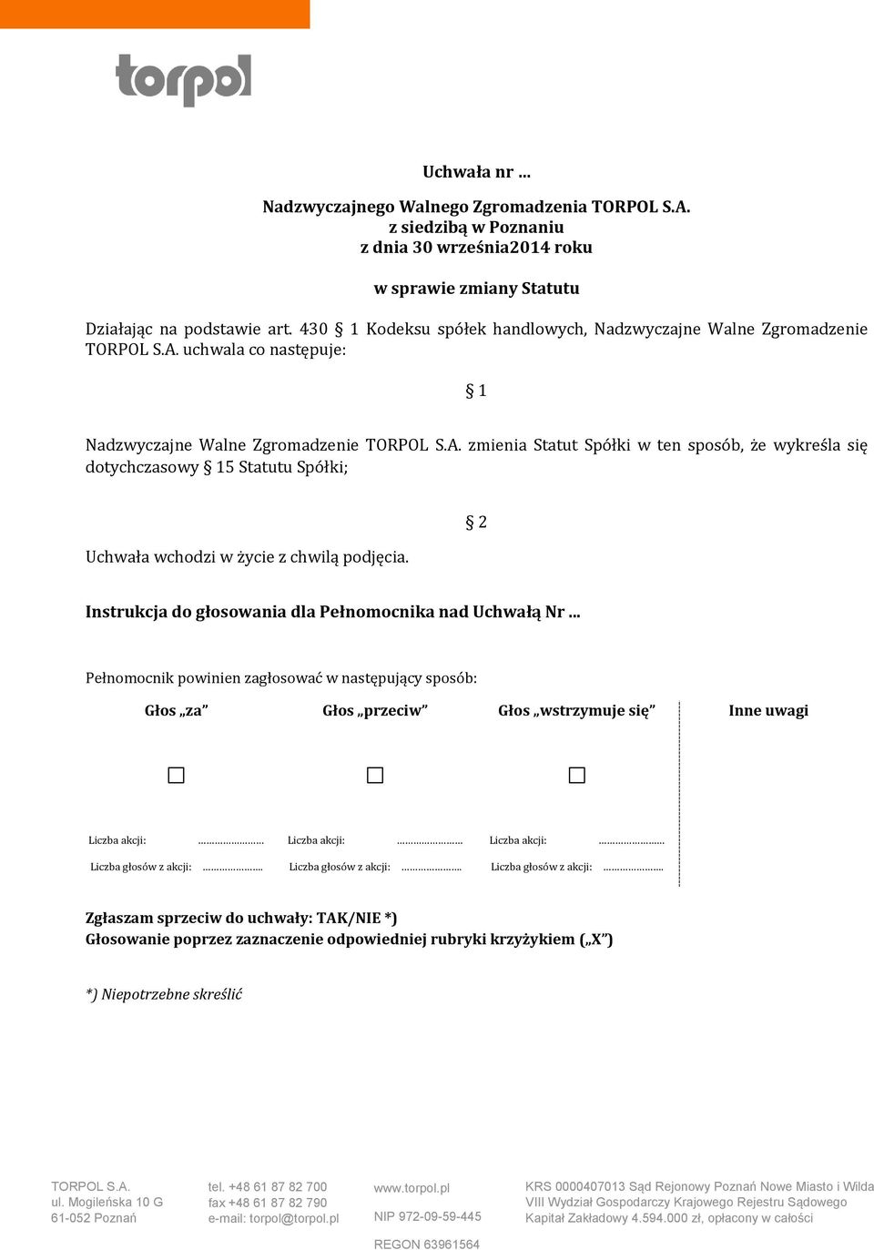 430 Kodeksu spółek handlowych, Nadzwyczajne Walne Zgromadzenie uchwala