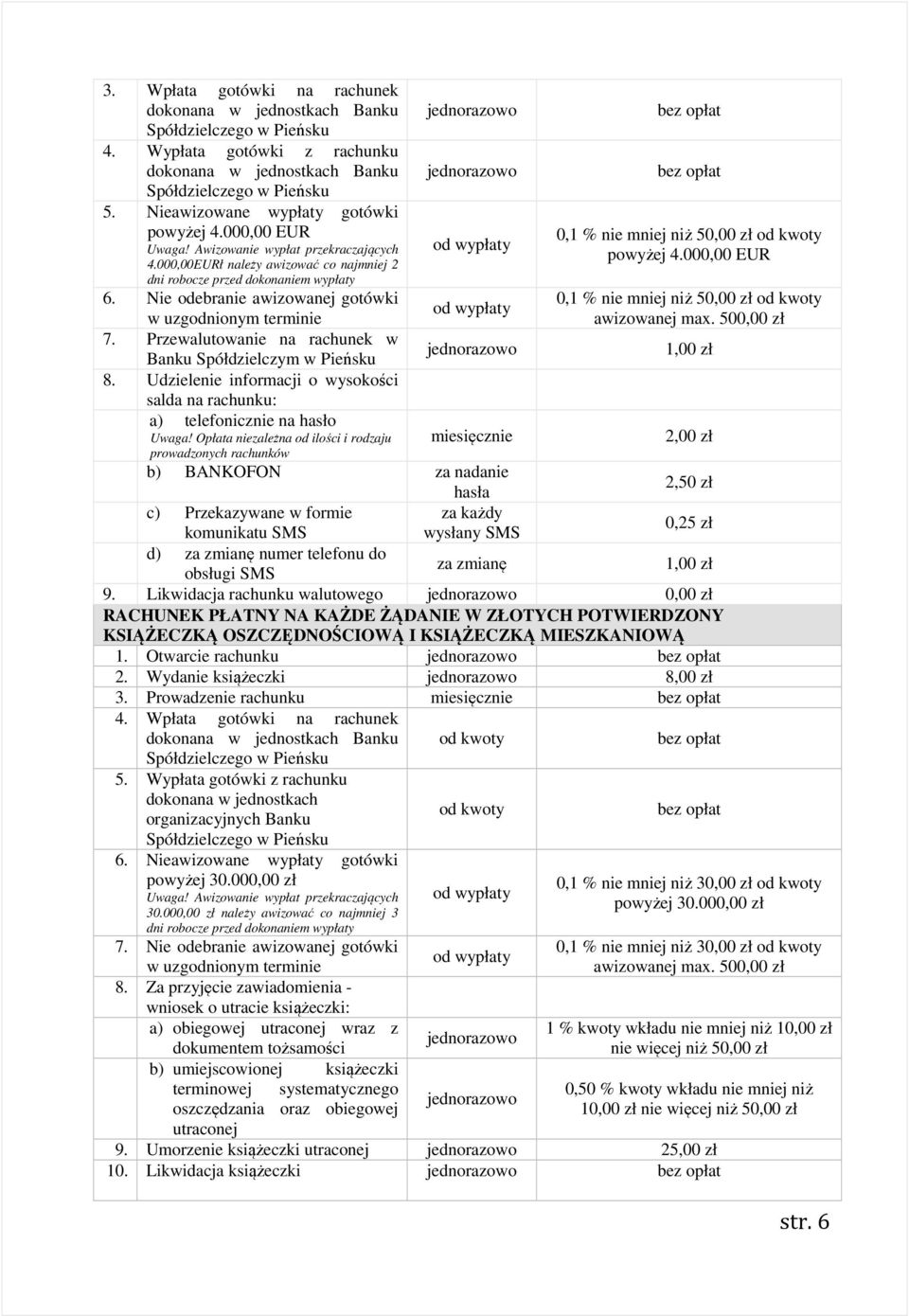 Przewalutowanie na rachunek w Banku Spółdzielczym w Pieńsku 8. Udzielenie informacji o wysokości salda na rachunku: a) telefonicznie na hasło Uwaga!