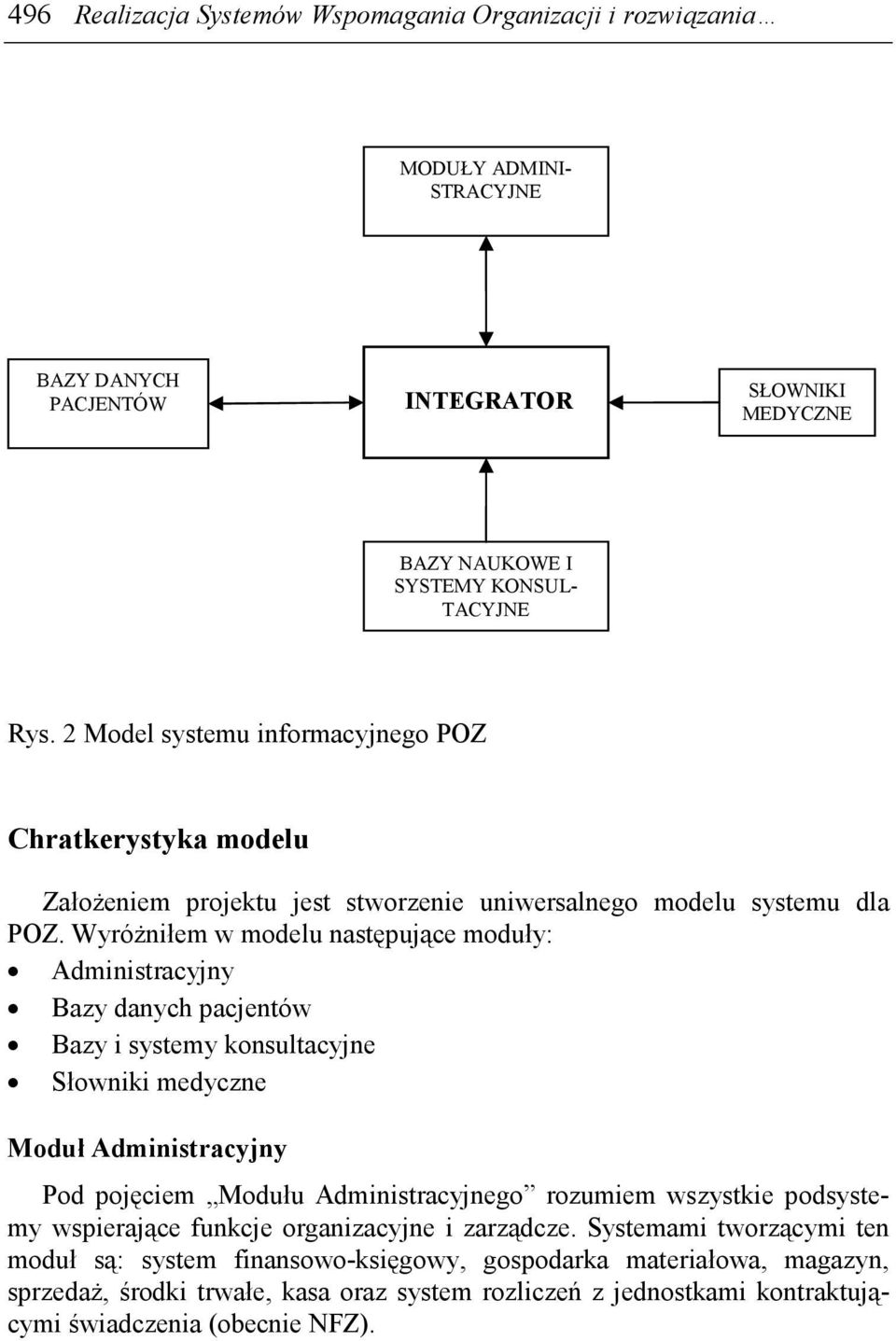 WyróŜniłem w modelu następujące moduły: Administracyjny Bazy danych pacjentów Bazy i systemy konsultacyjne Słowniki medyczne Moduł Administracyjny Pod pojęciem Modułu Administracyjnego rozumiem
