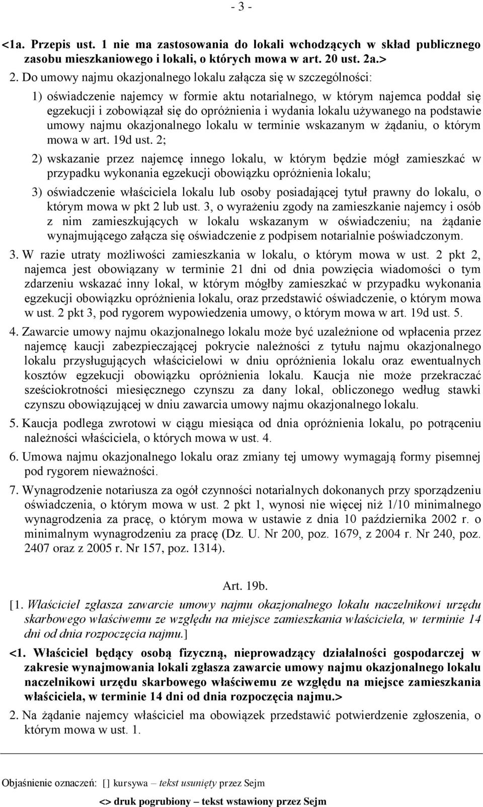 lokalu używanego na podstawie umowy najmu okazjonalnego lokalu w terminie wskazanym w żądaniu, o którym mowa w art. 19d ust.