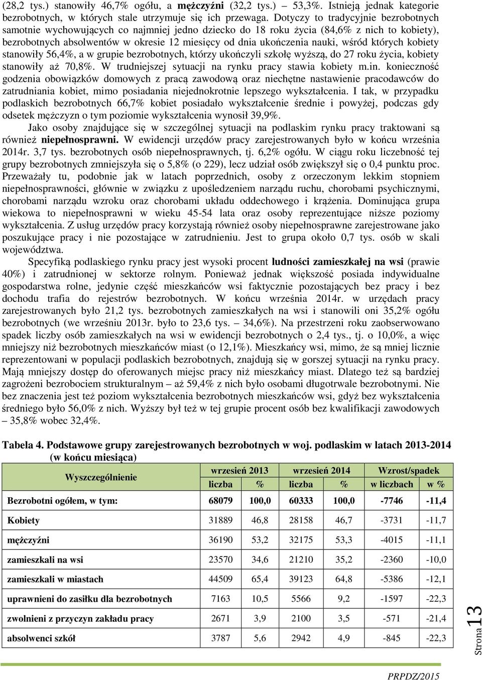 nauki, wśród których kobiety stanowiły 56,4%, a w grupie bezrobotnych, którzy ukończyli szkołę wyższą, do 27 roku życia, kobiety stanowiły aż 70,8%.