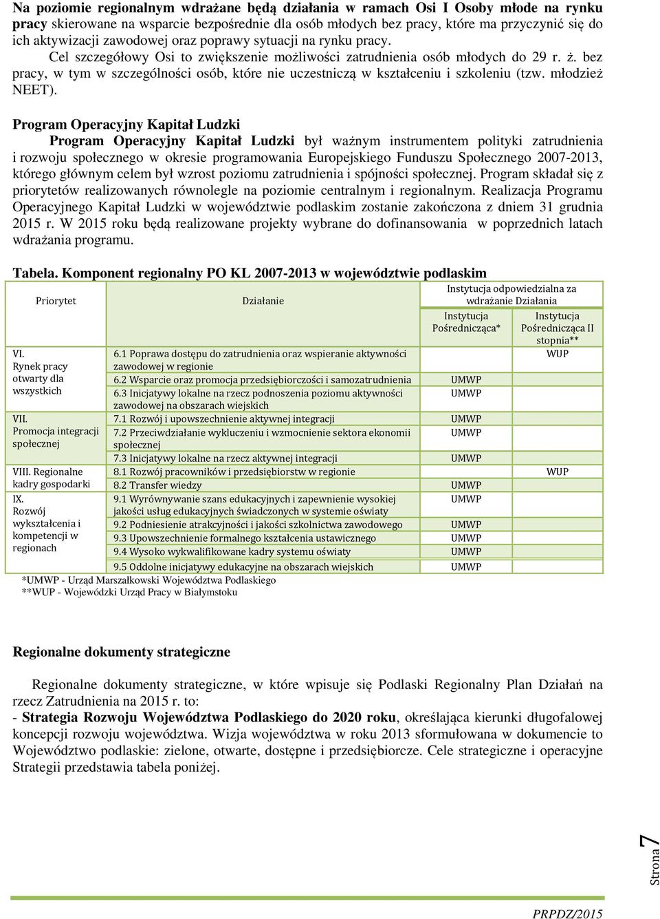 bez pracy, w tym w szczególności osób, które nie uczestniczą w kształceniu i szkoleniu (tzw. młodzież NEET).